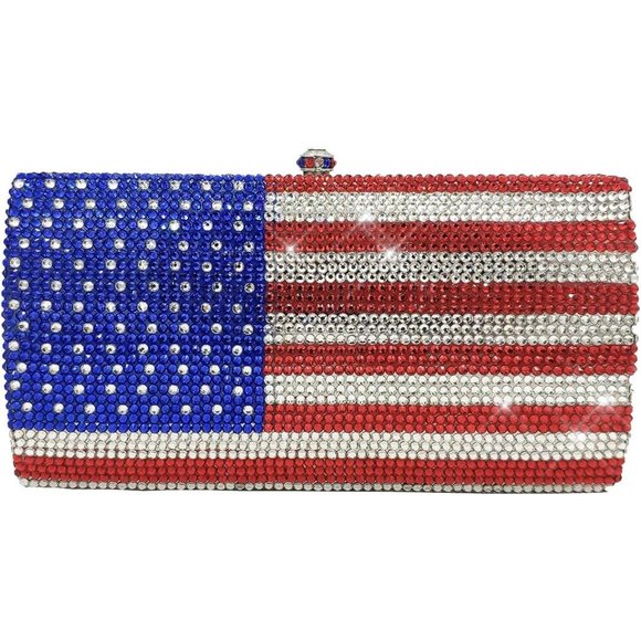 Sparkling Bling Things Handbags - NWT Beautiful Sparkling Bling Swarovski Crystal American Flag Clutch Pur…